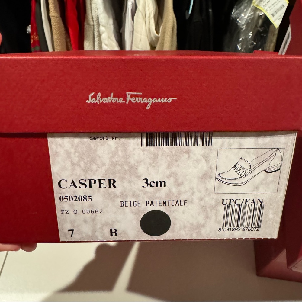 Salvatore Ferragamo Beige Patent Leather Loafers